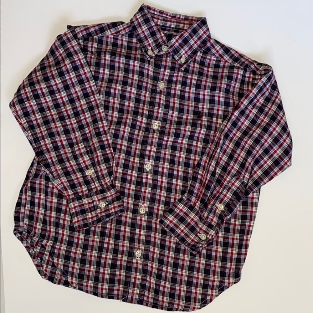 Ralph Lauren 4 4T Dress Shirt Red White Blue EUC